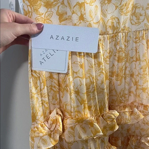 Azazie Yellow Floral Maxi Dress - Picture 3 of 5